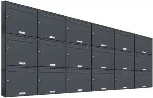 AL Briefkastensysteme Wandbriefkasten 18 Fach Premium Briefkasten A4 in RAL 7016 Anthrazit Grau wetterfest