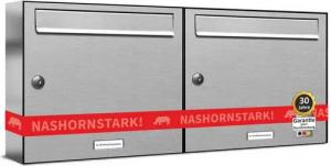 AL Briefkastensysteme Wandbriefkasten 2 Fach Premium Edelstahl Briefkasten Post A4 modern robustwetterfest