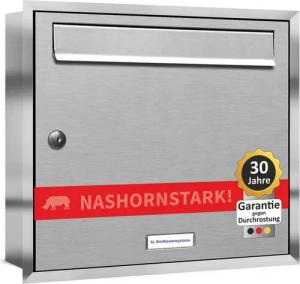 AL Briefkastensysteme Wandbriefkasten 1 Fach Premium Edelstahl Unterputz Briefkasten A4 modern wetterfest