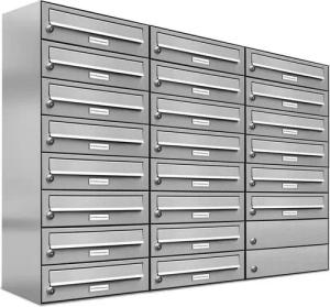 AL Briefkastensysteme Wandbriefkasten 22 Fach Premium Edelstahl Briefkasten Post A4 modern robustwetterfest