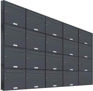 AL Briefkastensysteme Wandbriefkasten 19 Fach Premium Briefkasten A4 in RAL 7016 Anthrazit Grau wetterfest