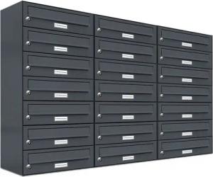 AL Briefkastensysteme Wandbriefkasten 21 Fach Premium Briefkasten A4 in RAL Farbe 7016 Anthrazit Grau