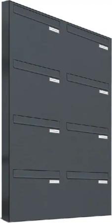 AL Briefkastensysteme Durchwurfbriefkasten 8 Fach Premium Briefkasten A4 in RAL 7016 Anthrazit Grau wetterfest