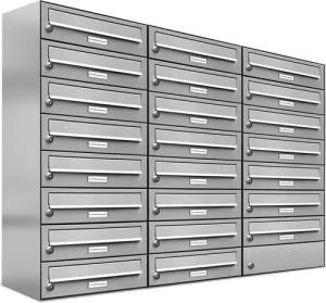 AL Briefkastensysteme Wandbriefkasten 23 Fach Premium Edelstahl Briefkasten Post A4 modern robustwetterfest