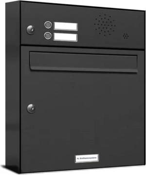 AL Briefkastensysteme Wandbriefkasten 1 Fach Premium Briefkasten A4 in RAL 7016 Anthrazit Grau wetterfest