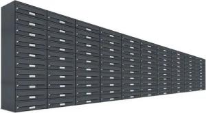 AL Briefkastensysteme Wandbriefkasten 100 Fach Premium Briefkasten A4 in RAL Farbe 7016 Anthrazit Grau