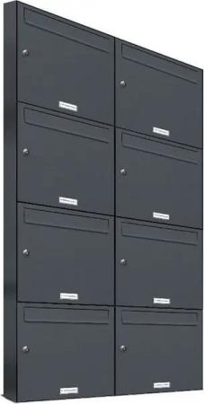 AL Briefkastensysteme Wandbriefkasten 8 Fach Premium Briefkasten A4 in RAL 7016 Anthrazit Grau wetterfest