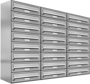 AL Briefkastensysteme Wandbriefkasten 24 Fach Premium Edelstahl Briefkasten Post A4 modern robustwetterfest