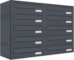 AL Briefkastensysteme Durchwurfbriefkasten 10 Fach Premium Briefkasten A4 in RAL 7016 Anthrazit Grau wetterfest