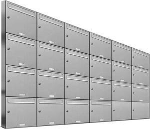 AL Briefkastensysteme Wandbriefkasten 22 Fach Premium Edelstahl Briefkasten Post A4 modern robustwetterfest