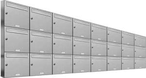 AL Briefkastensysteme Wandbriefkasten 24 Fach Premium Edelstahl Briefkasten Post A4 modern robustwetterfest