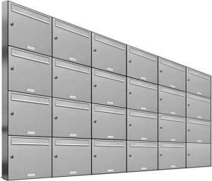 AL Briefkastensysteme Wandbriefkasten 23 Fach Premium Edelstahl Briefkasten Post A4 modern robustwetterfest