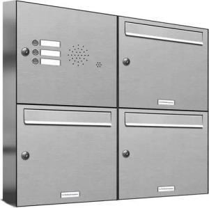 AL Briefkastensysteme Wandbriefkasten 3 Fach Premium Edelstahl Briefkasten Post A4 modern robustwetterfest