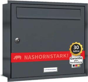 AL Briefkastensysteme Wandbriefkasten 1 Fach Premium Unterputz Briefkasten RAL 7016 Anthrazit wetterfest