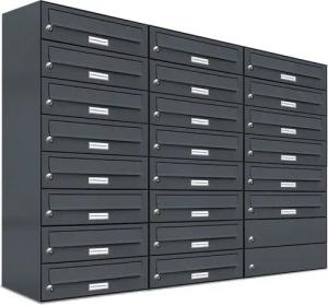 AL Briefkastensysteme Wandbriefkasten 22 Fach Premium Briefkasten A4 in RAL Farbe 7016 Anthrazit Grau
