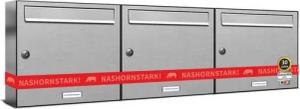 AL Briefkastensysteme Wandbriefkasten 3 Fach Premium Edelstahl Briefkasten Post A4 modern robustwetterfest