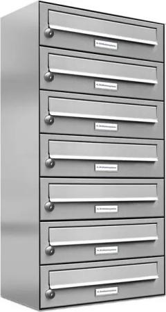 AL Briefkastensysteme Wandbriefkasten 7 Fach Premium Edelstahl Briefkasten Post A4 modern robustwetterfest