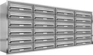 AL Briefkastensysteme Wandbriefkasten 24 Fach Premium Edelstahl Unterputz Briefkasten A4 modern wetterfest