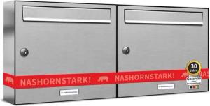 AL Briefkastensysteme Wandbriefkasten 2 Fach Premium Edelstahl Briefkasten Post A4 modern robustwetterfest
