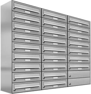 AL Briefkastensysteme Wandbriefkasten 25 Fach Premium Edelstahl Briefkasten Post A4 modern robustwetterfest