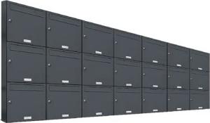 AL Briefkastensysteme Wandbriefkasten 21 Fach Premium Briefkasten A4 in RAL 7016 Anthrazit Grau wetterfest