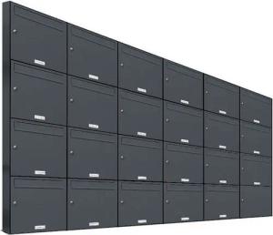 AL Briefkastensysteme Wandbriefkasten 23 Fach Premium Briefkasten A4 in RAL 7016 Anthrazit Grau wetterfest
