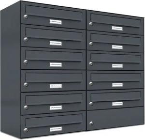 AL Briefkastensysteme Wandbriefkasten 11 Fach Premium Briefkasten A4 in RAL Farbe 7016 Anthrazit Grau
