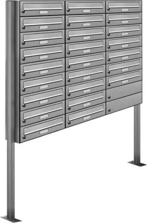 AL Briefkastensysteme Standbriefkasten 25 Fach Premium Edelstahl Briefkasten Post A4 modern robustwetterfest