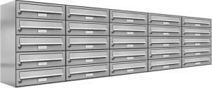 AL Briefkastensysteme Wandbriefkasten 25 Fach Premium Edelstahl Briefkasten Post A4 modern robustwetterfest