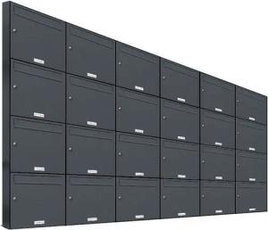 AL Briefkastensysteme Wandbriefkasten 24 Fach Premium Briefkasten A4 in RAL 7016 Anthrazit Grau wetterfest