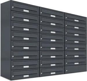 AL Briefkastensysteme Wandbriefkasten 23 Fach Premium Briefkasten A4 in RAL Farbe 7016 Anthrazit Grau