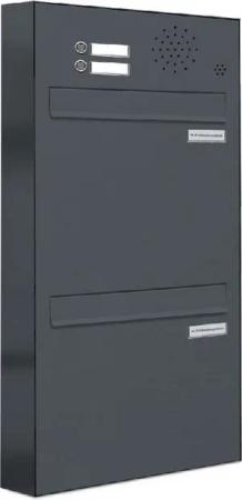 AL Briefkastensysteme Durchwurfbriefkasten 2 Fach Premium Briefkasten A4 in RAL 7016 Anthrazit Grau wetterfest