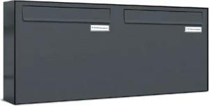 AL Briefkastensysteme Durchwurfbriefkasten 2 Fach Premium Briefkasten A4 in RAL 7016 Anthrazit Grau wetterfest