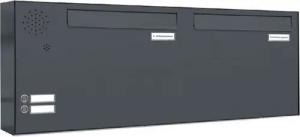 AL Briefkastensysteme Durchwurfbriefkasten 2 Fach Premium Briefkasten A4 in RAL 7016 Anthrazit Grau wetterfest