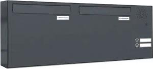 AL Briefkastensysteme Durchwurfbriefkasten 2 Fach Premium Briefkasten A4 in RAL 7016 Anthrazit Grau wetterfest