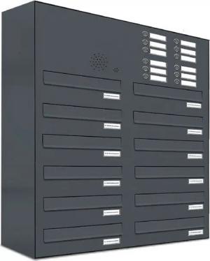 AL Briefkastensysteme Durchwurfbriefkasten 12 Fach Premium Briefkasten A4 in RAL 7016 Anthrazit Grau wetterfest
