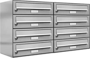 AL Briefkastensysteme Wandbriefkasten 8 Fach Premium Edelstahl Briefkasten Post A4 modern robustwetterfest