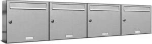AL Briefkastensysteme Wandbriefkasten 4 Fach Premium Edelstahl Briefkasten Post A4 modern robustwetterfest