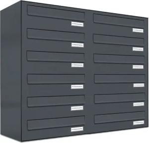 AL Briefkastensysteme Durchwurfbriefkasten 12 Fach Premium Briefkasten A4 in RAL 7016 Anthrazit Grau wetterfest