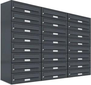AL Briefkastensysteme Wandbriefkasten 24 Fach Premium Briefkasten A4 in RAL Farbe 7016 Anthrazit Grau