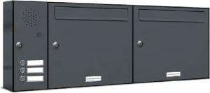 AL Briefkastensysteme Wandbriefkasten 2 Fach Premium Briefkasten A4 in RAL 7016 Anthrazit Grau wetterfest
