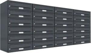 AL Briefkastensysteme Wandbriefkasten 24 Fach Premium Briefkasten A4 in RAL Farbe 7016 Anthrazit Grau