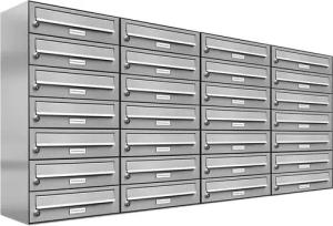 AL Briefkastensysteme Wandbriefkasten 28 Fach Premium Edelstahl Briefkasten Post A4 modern robustwetterfest