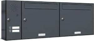 AL Briefkastensysteme Wandbriefkasten 2 Fach Premium Briefkasten A4 in RAL 7016 Anthrazit Grau wetterfest