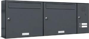 AL Briefkastensysteme Wandbriefkasten 2 Fach Premium Briefkasten A4 in RAL 7016 Anthrazit Grau wetterfest