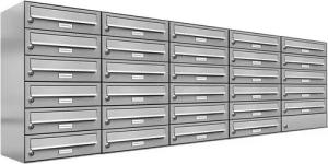 AL Briefkastensysteme Wandbriefkasten 29 Fach Premium Edelstahl Briefkasten Post A4 modern robustwetterfest