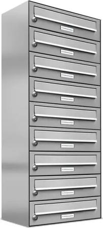AL Briefkastensysteme Wandbriefkasten 9 Fach Premium Edelstahl Briefkasten Post A4 modern robustwetterfest