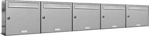 AL Briefkastensysteme Wandbriefkasten 5 Fach Premium Edelstahl Briefkasten Post A4 modern robustwetterfest