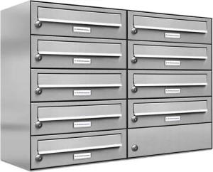 AL Briefkastensysteme Wandbriefkasten 9 Fach Premium Edelstahl Briefkasten Post A4 modern robustwetterfest