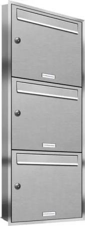 AL Briefkastensysteme Wandbriefkasten 3 Fach Premium Edelstahl Unterputz Briefkasten A4 modern wetterfest